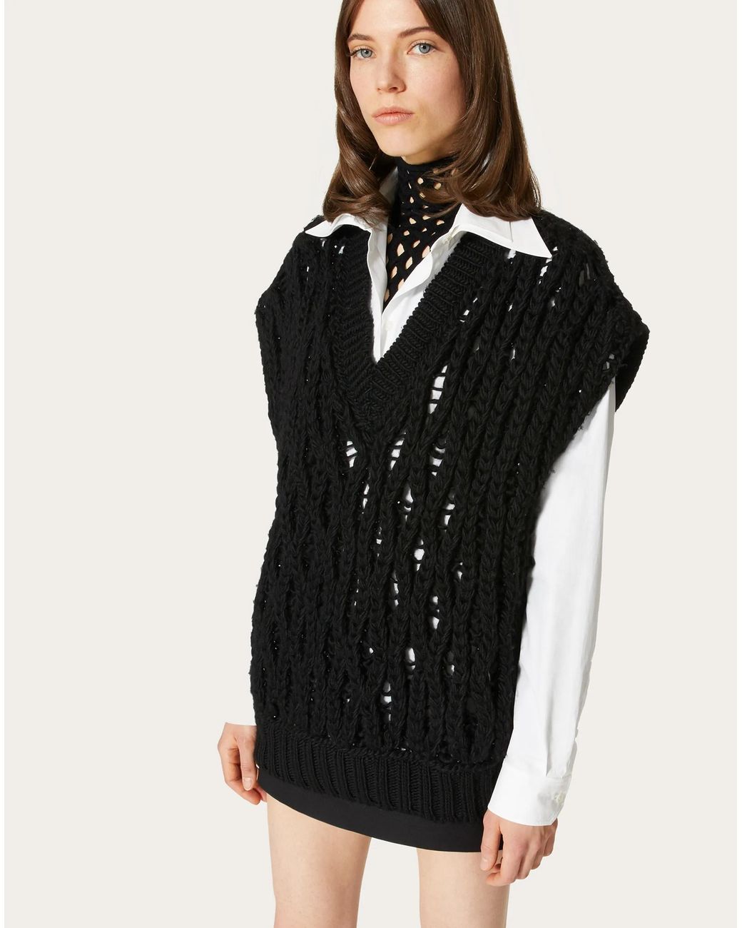 Valentino Black Knitted Pattern Pullover