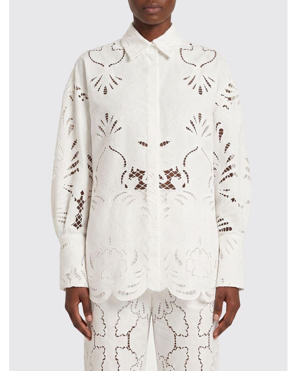 GIUSEPPE DI MORABITO White Broderie Oversized Shirt
