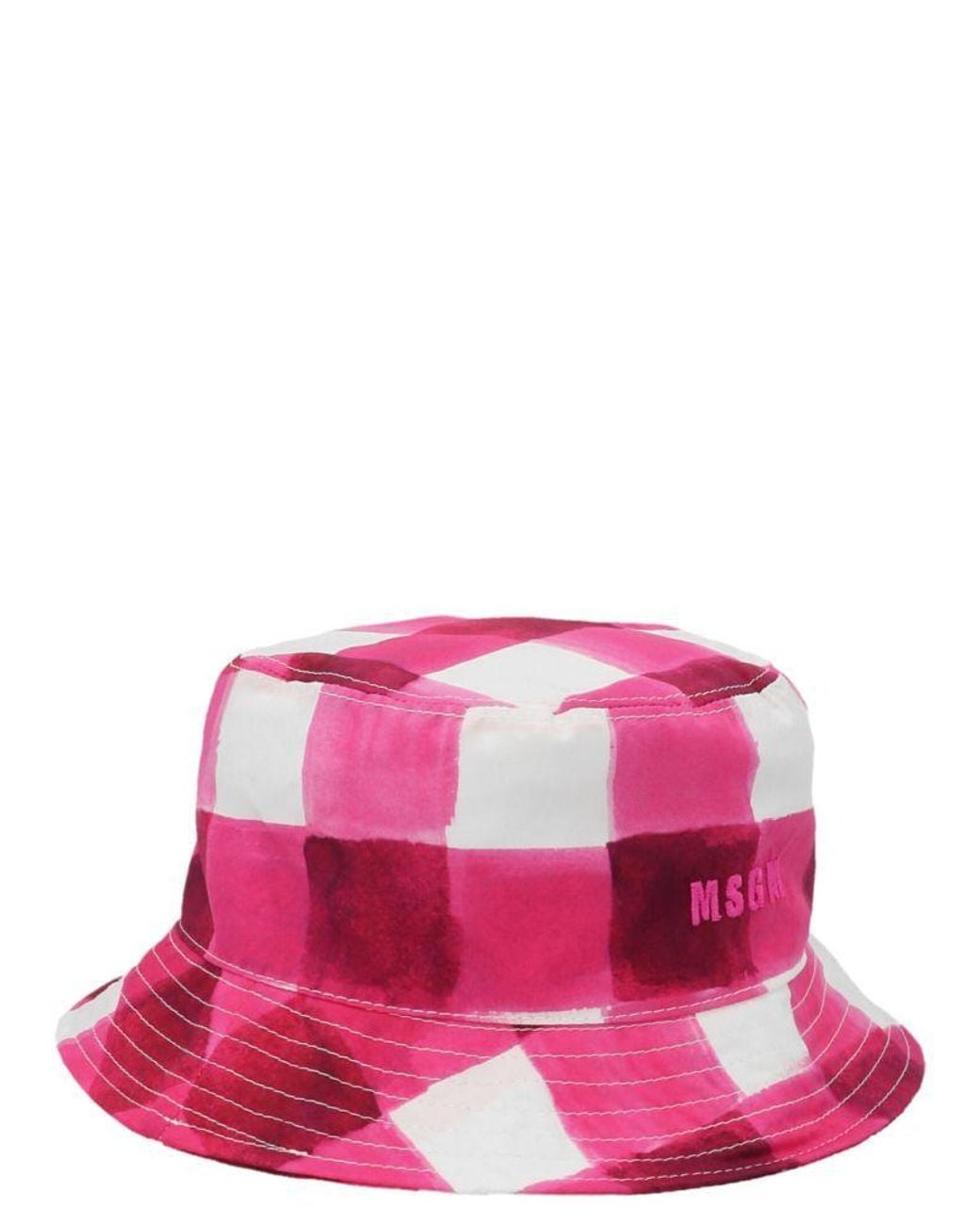MSGM Pink Gingham-Check Bucket Hat
