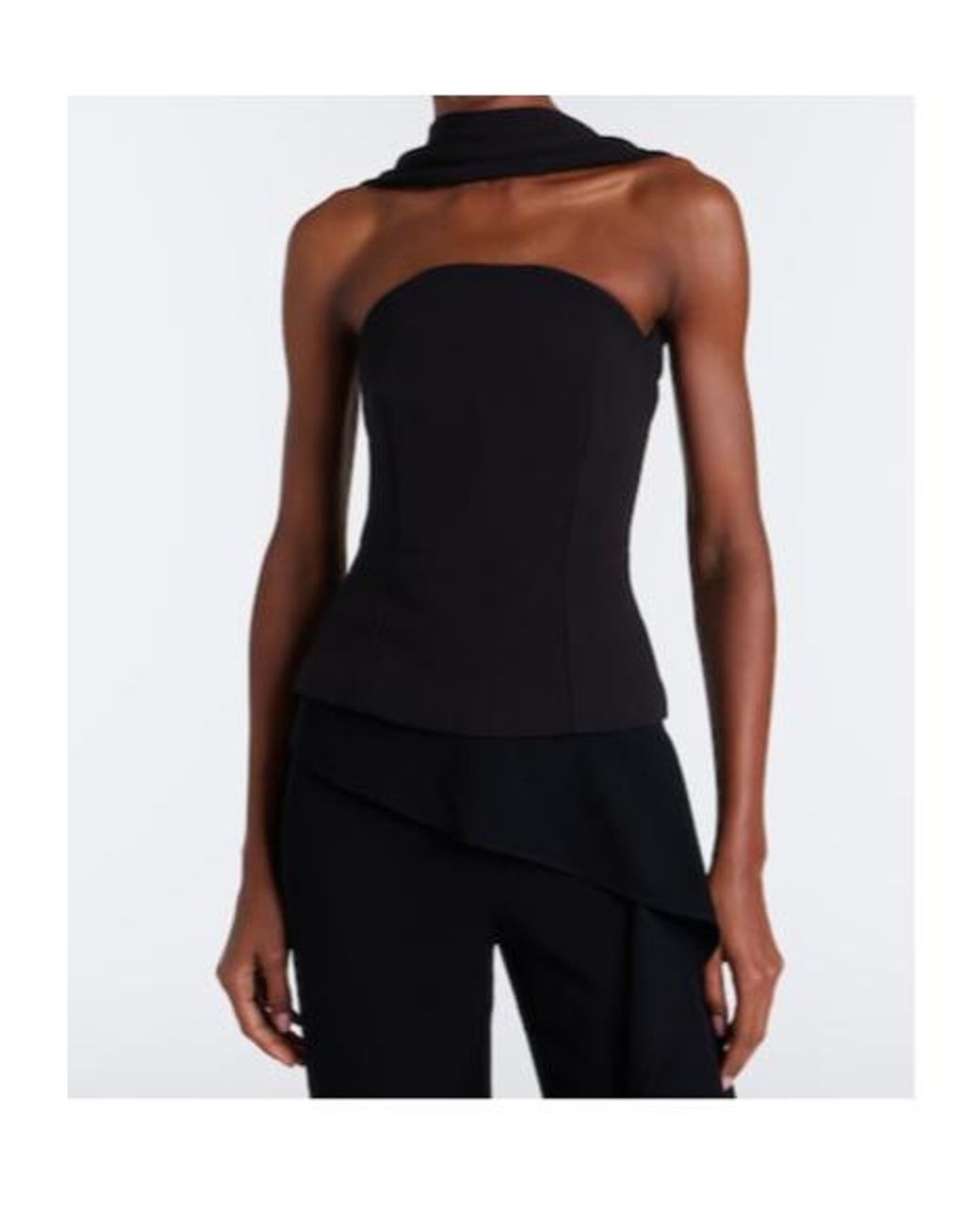 Roland Mouret Black Scarf-Detail Crêpe Corset Top