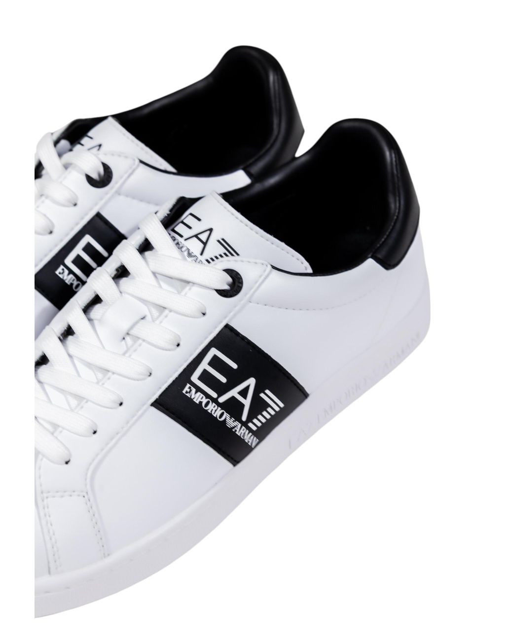 EA7 White Logo Printed Low-Top Sneakers for men