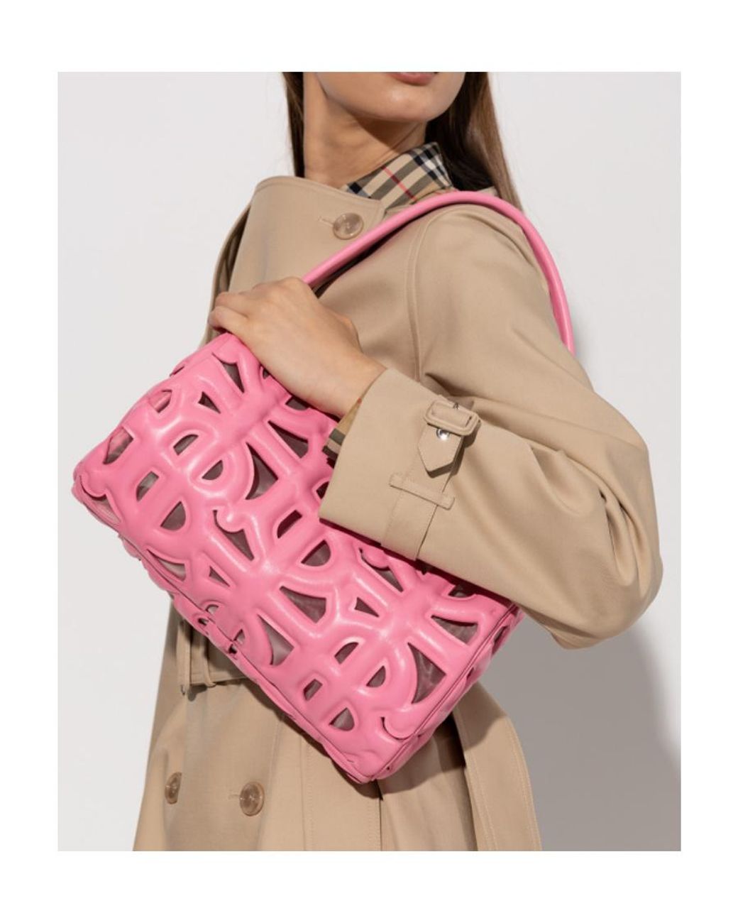 Burberry Pink Mini Quilted Monogram Freya Top Handle Bag