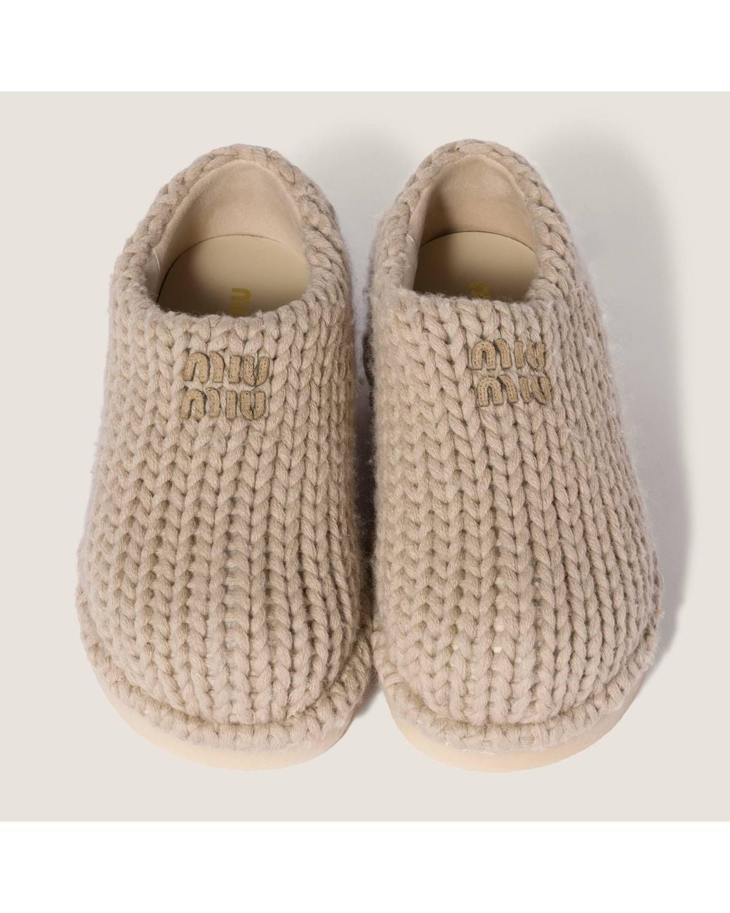 Miu Miu Brown Knit Mules
