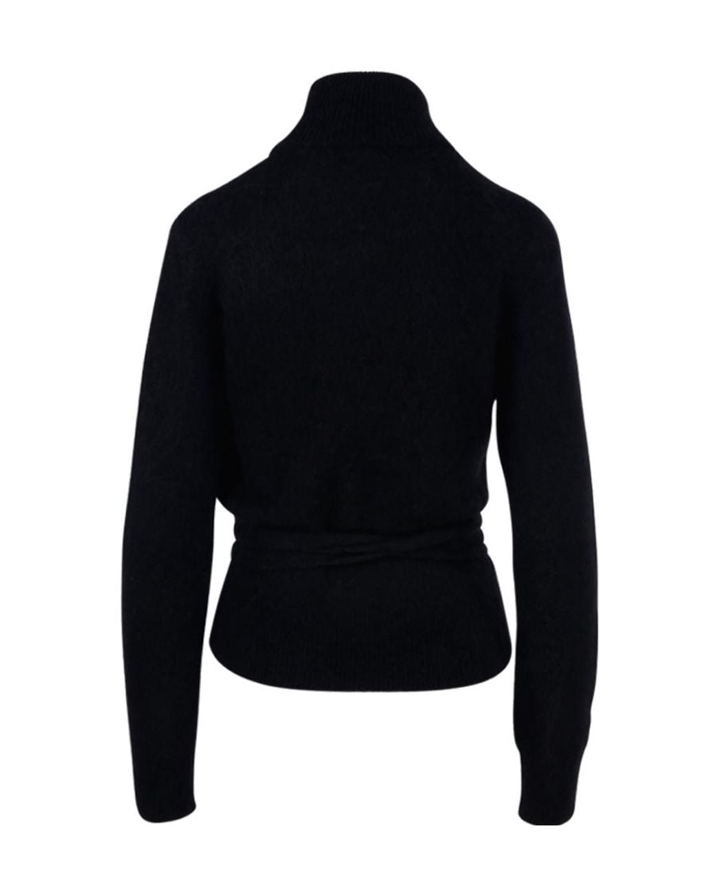 Ganni Black Brushed Wrap Blouse