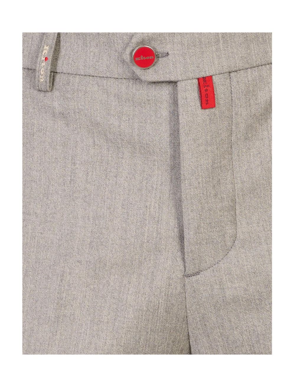 Kiton Gray Logo-Patch Straight-Leg Trousers for men
