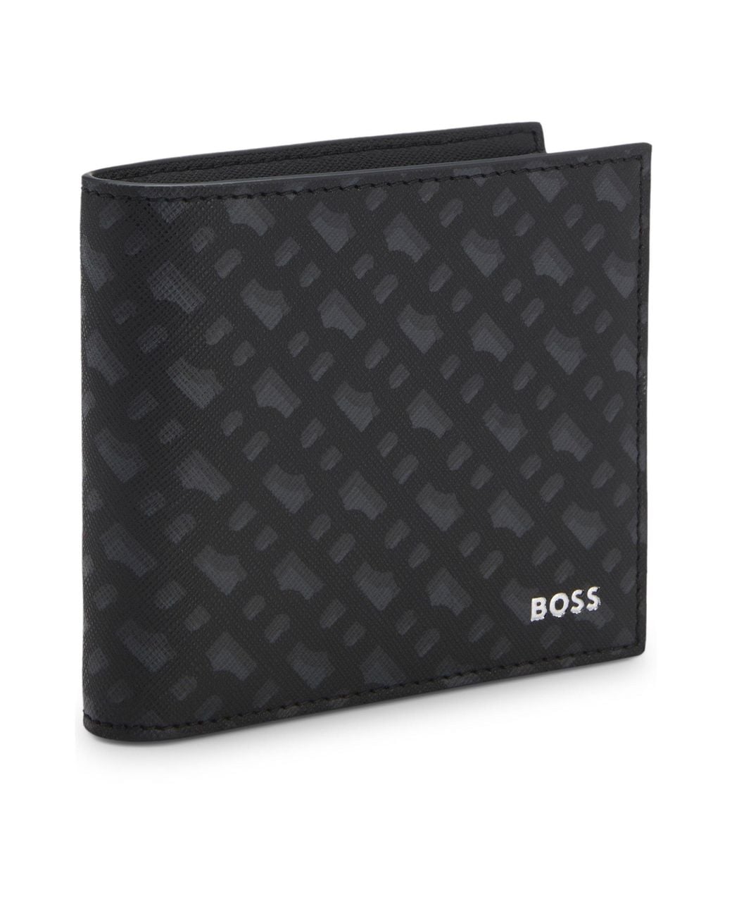 Boss Black Full-Print Patterned Short Folded Wallet for men