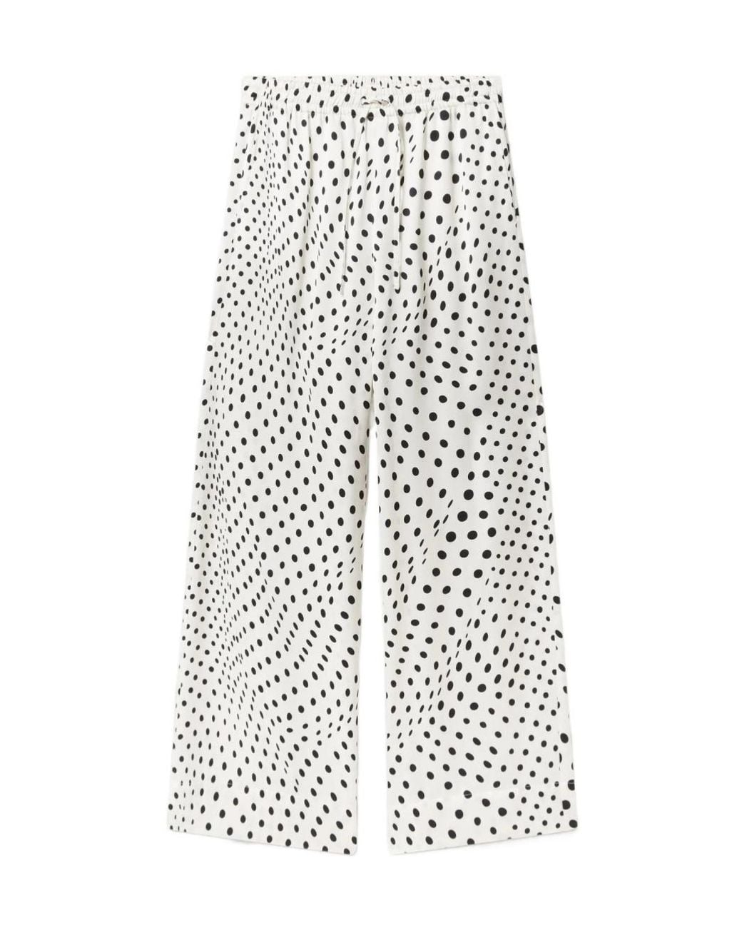 Stella McCartney White Drawstring Viscose Pants With Elasticated Waistband And Side Slit Pockets