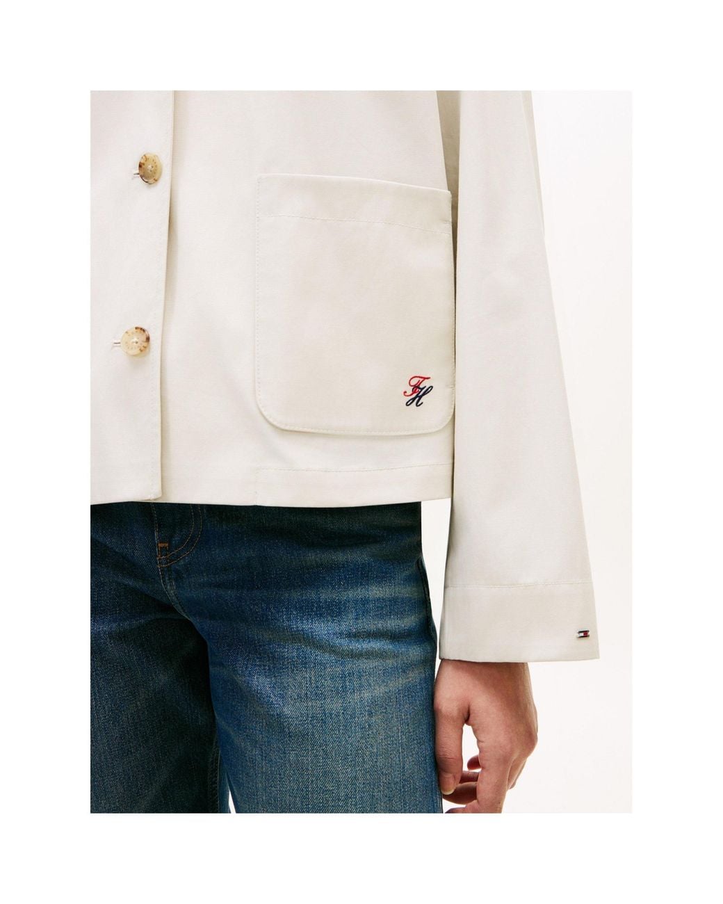Tommy Hilfiger White Solid Color Versatile Casual Jacket