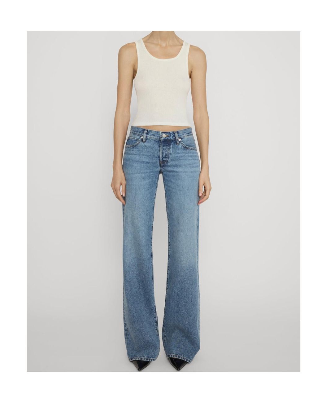 FRAME Blue High-Rise Wide-Leg Jeans