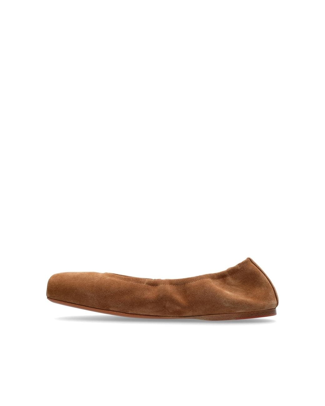 Alaïa Brown Leather-Trimmed Suede Ballet Flats
