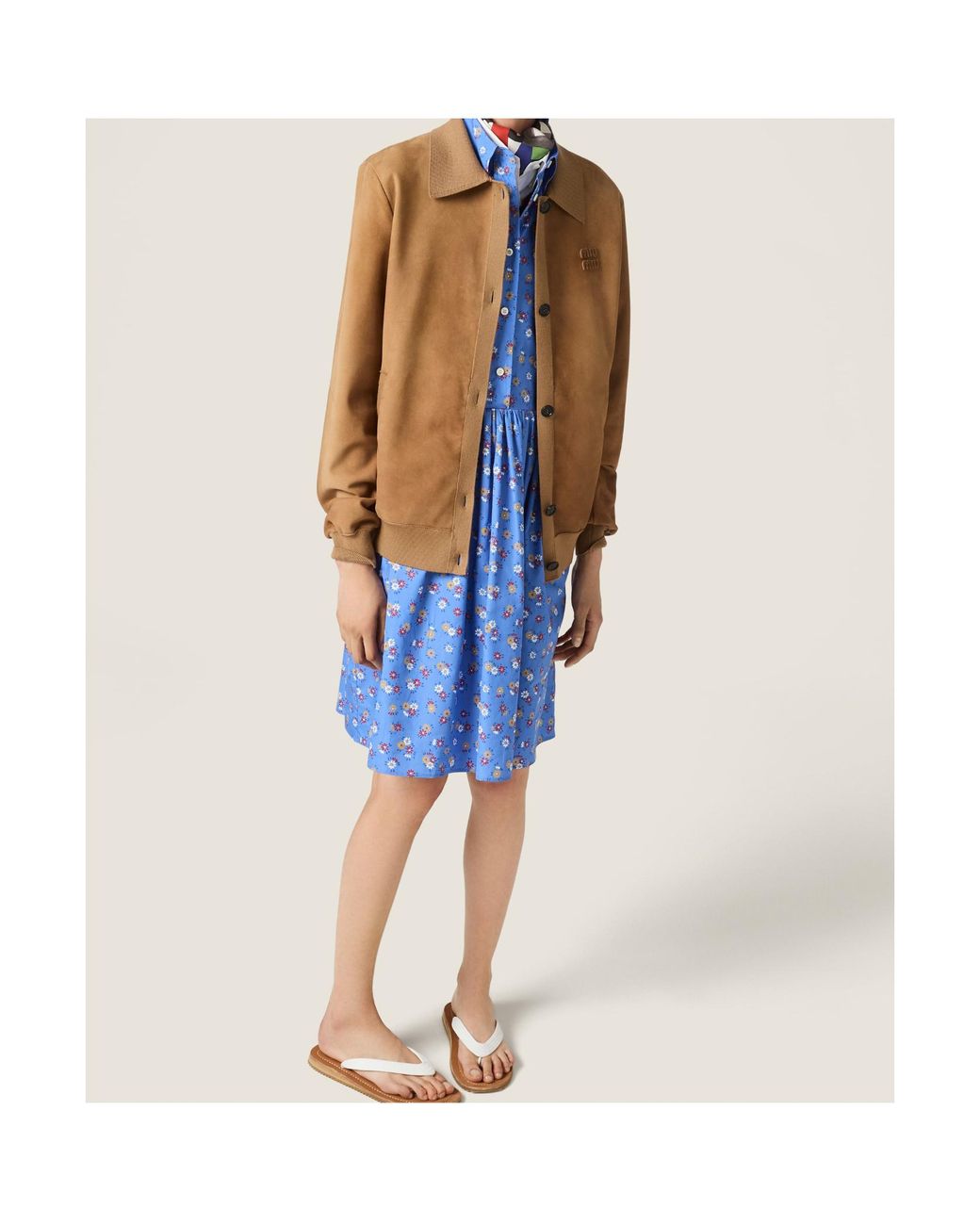 Miu Miu Brown Waxed Suede Blouson Jacket