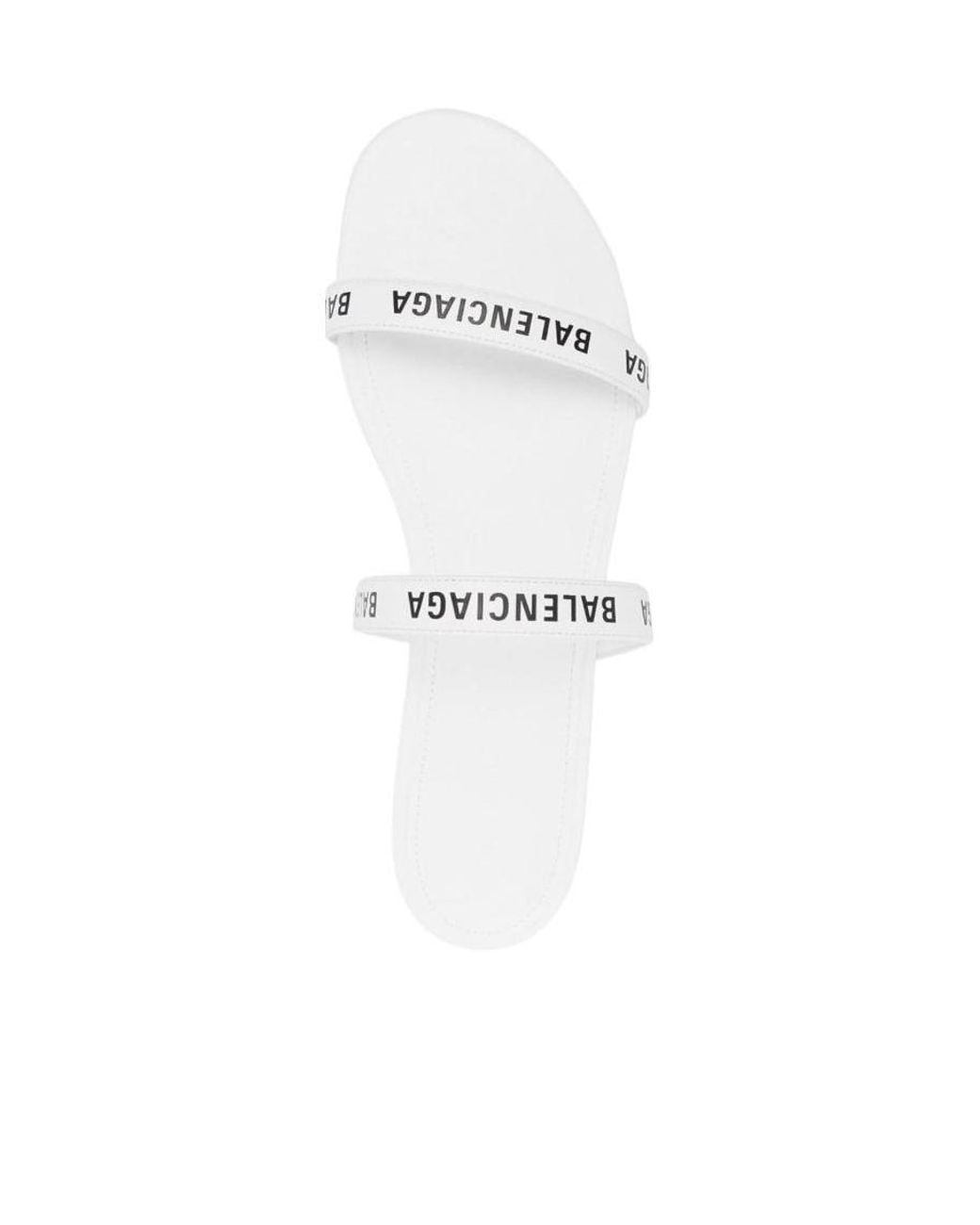 Balenciaga White Logo Print Double Strap Sandals