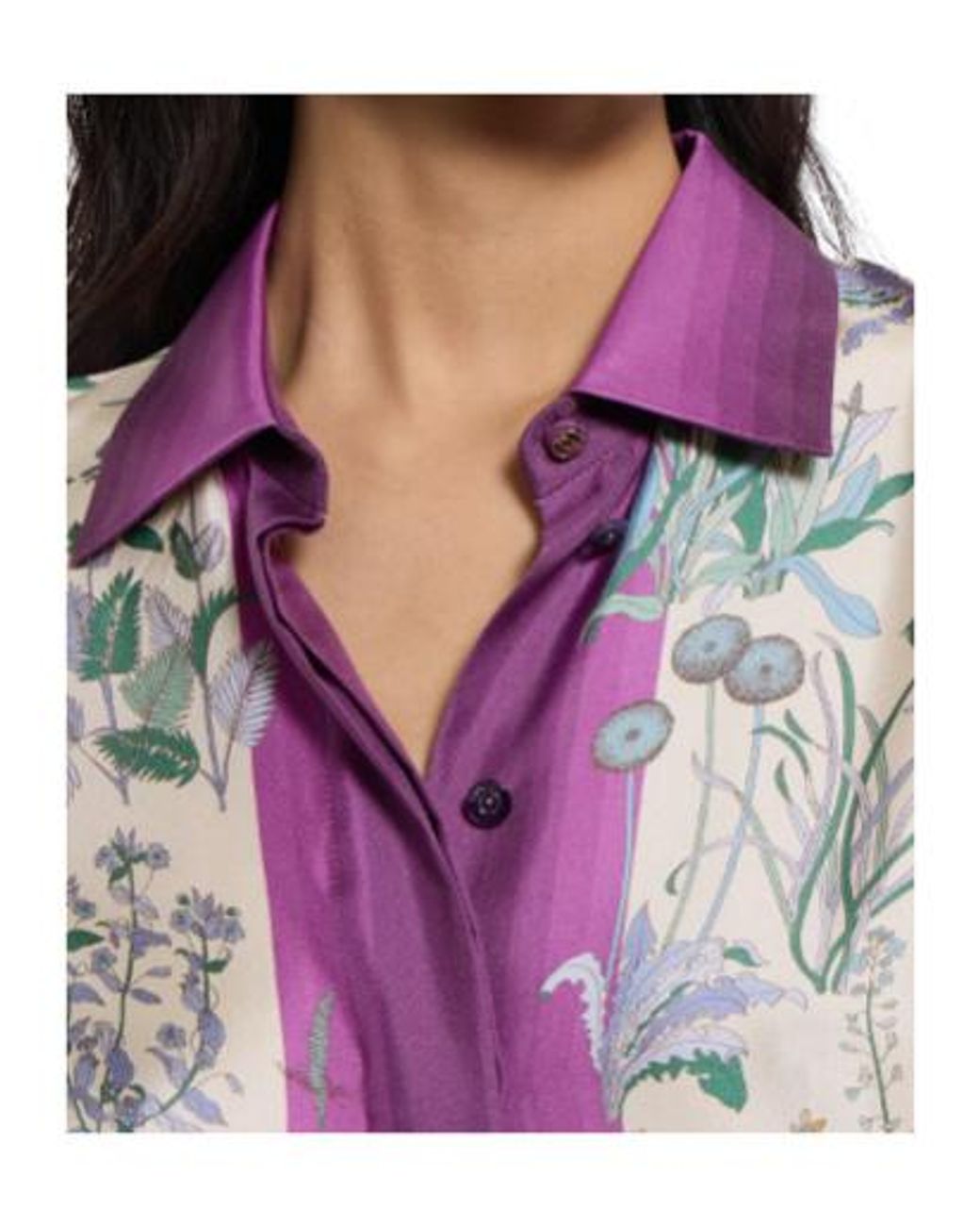 Gucci Purple Floreal Print Silk Shirt