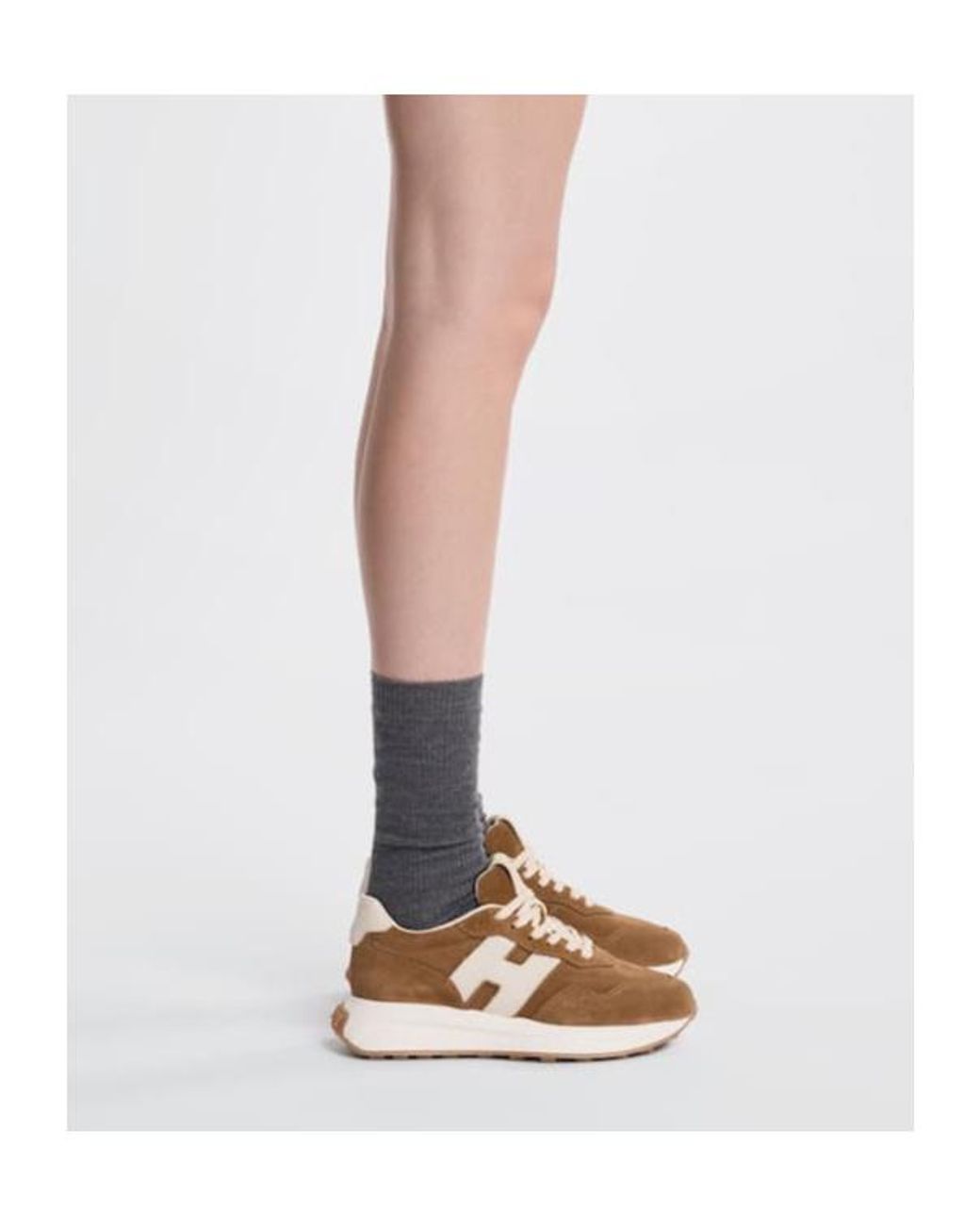 Hogan Brown H641 Lace-Up Sneakers