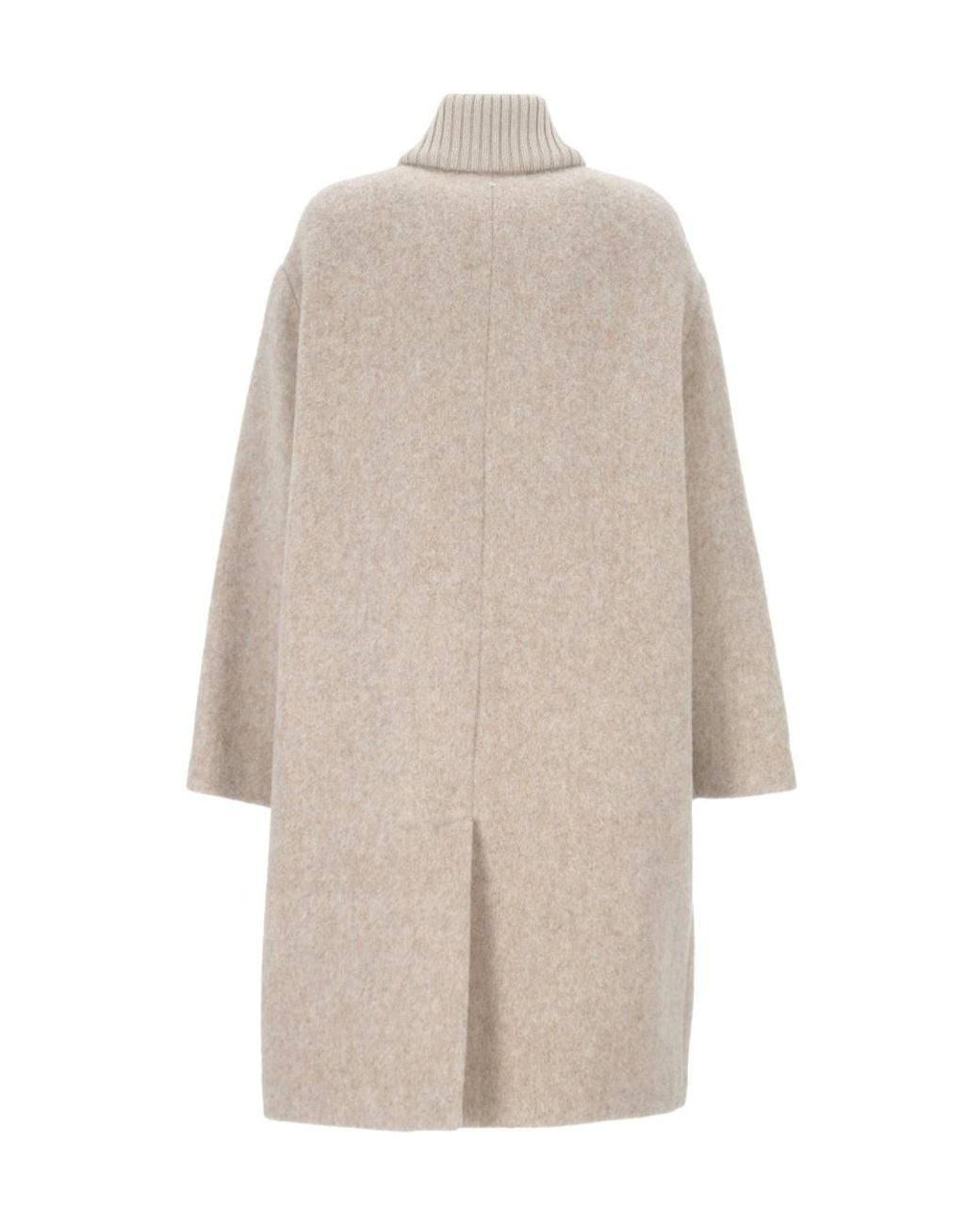 Lorena Antoniazzi Natural High-Neck Zip-Up Coat