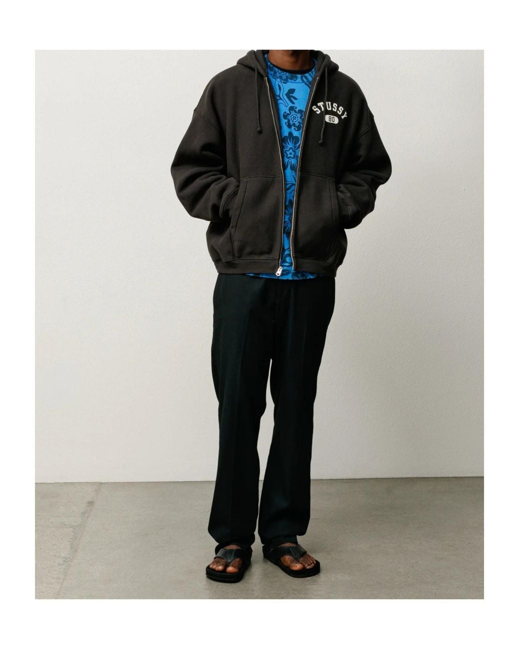 Stussy Black Varsity Zip Hoodie for men