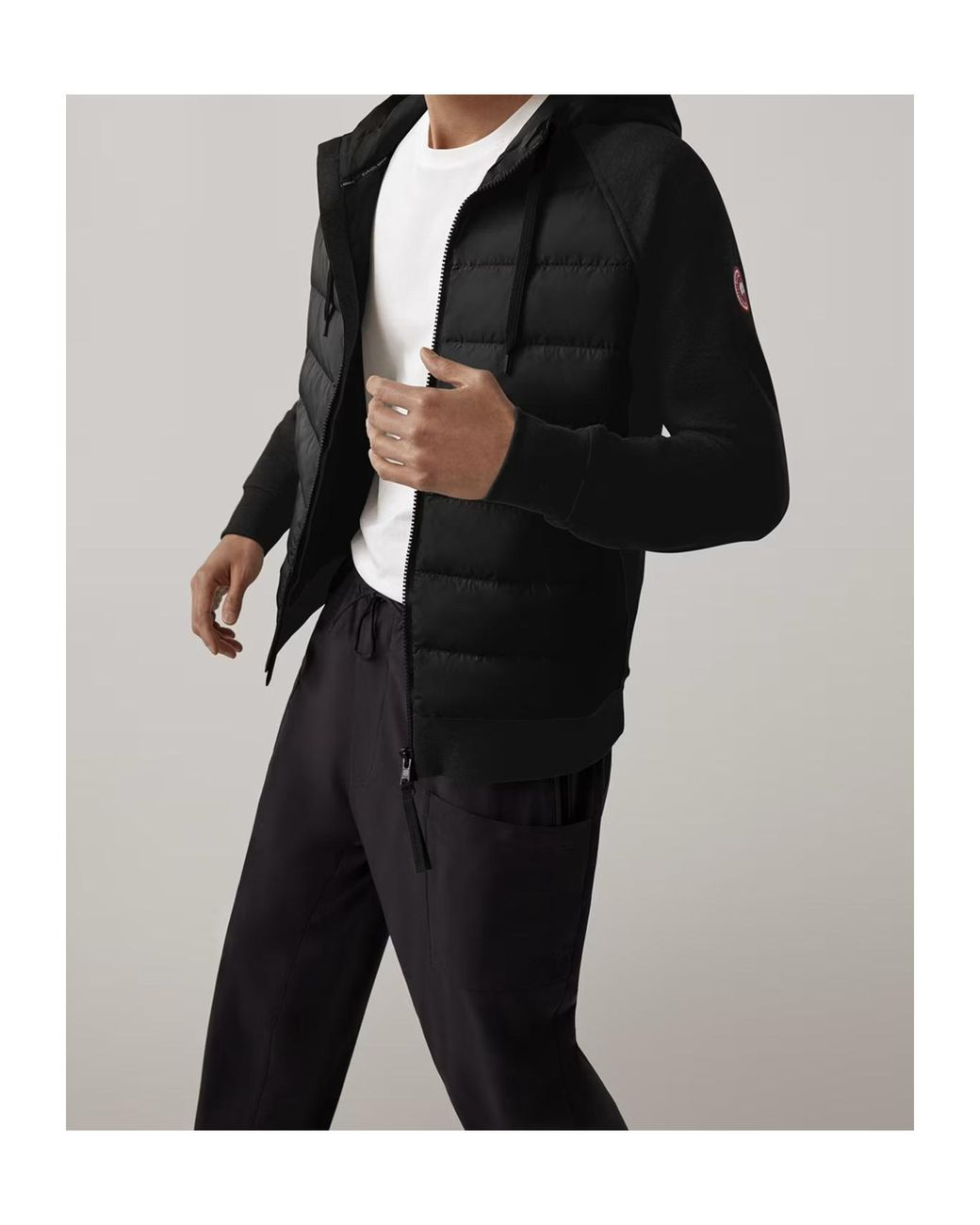 Canada Goose Black Hybridge Huron Full-Zipped Hooded Jacket for men