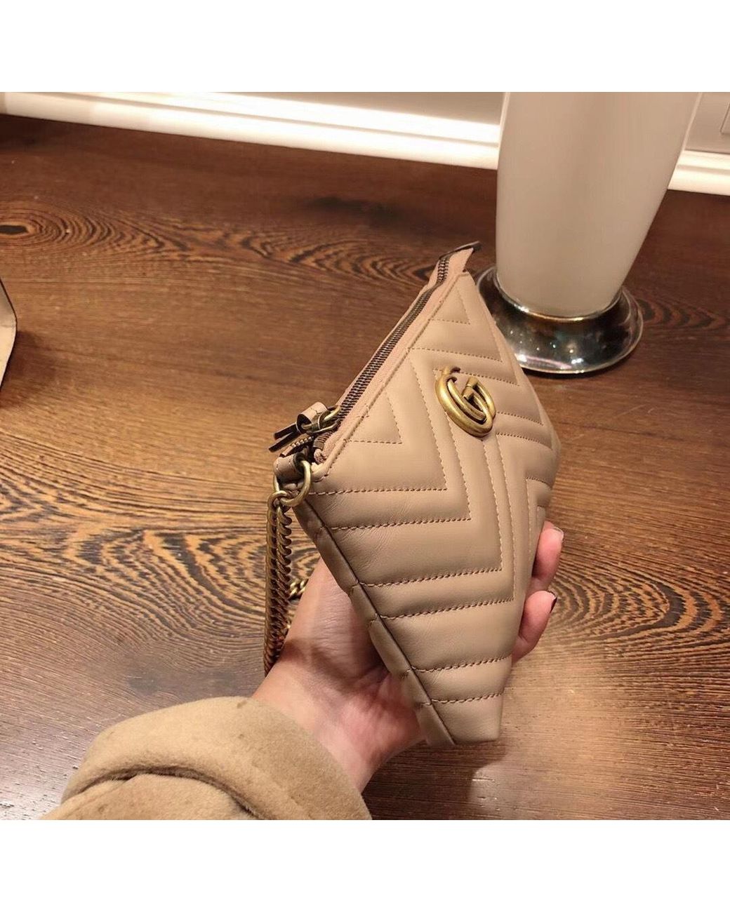 Gucci Natural Gg Marmont Mini Chain Bag