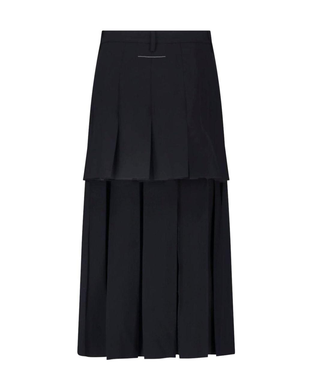 MM6 by Maison Margiela Black Asymmetric Pleated Midi Skirt