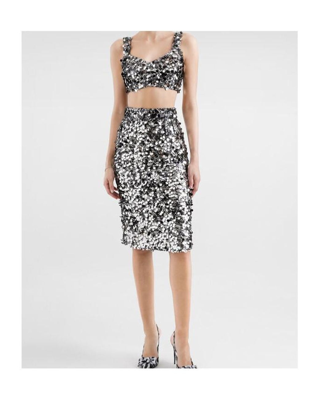 Dolce & Gabbana Black Embellished Sequin Crop Top