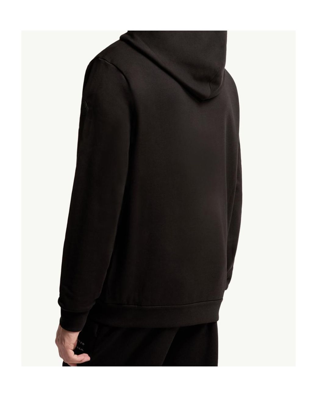Moncler Black Logo Embroidered Zip-Up Hoodie for men