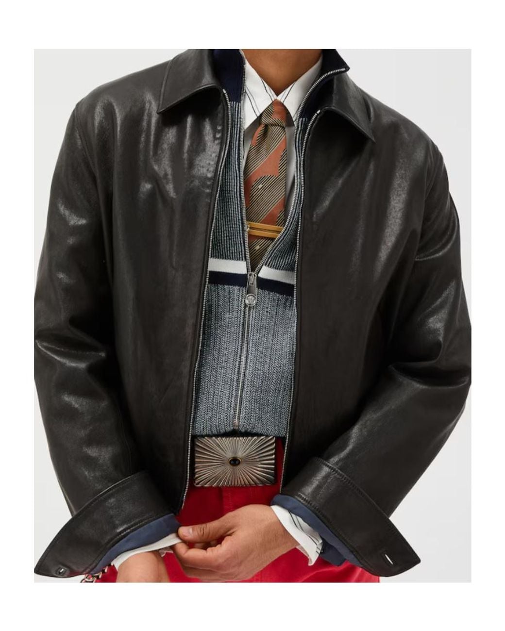 Versace Black Zip-Up Leather Blouson for men