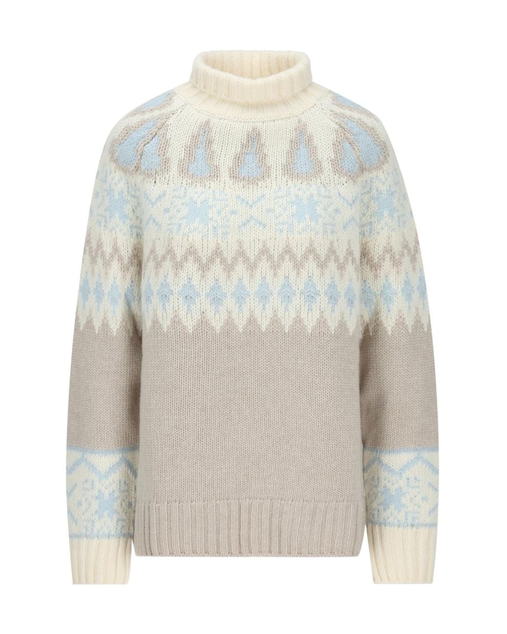 Herno Gray Fair Isle Turtleneck Knitted Sweater