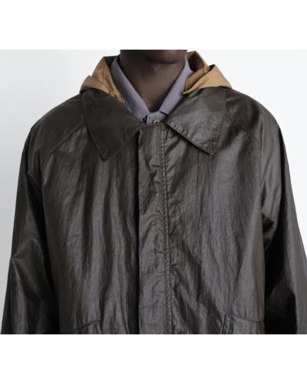 Lemaire Brown Detachable Hood Rain Jacket for men