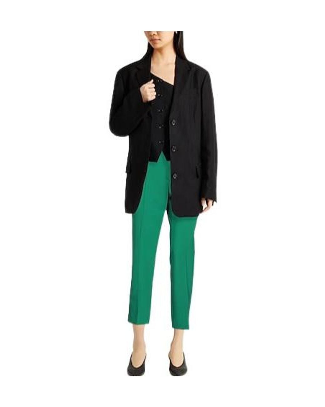 Max Mara Green High-Waisted Straight-Leg Pants