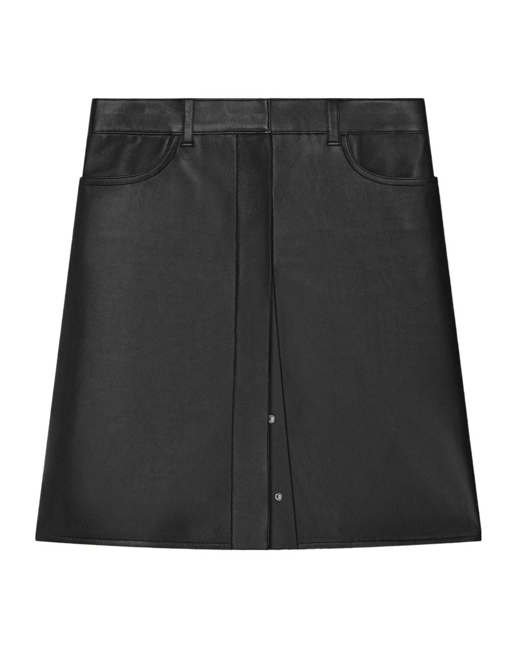 Courreges Black Leather Snap-Button Mini Skirt