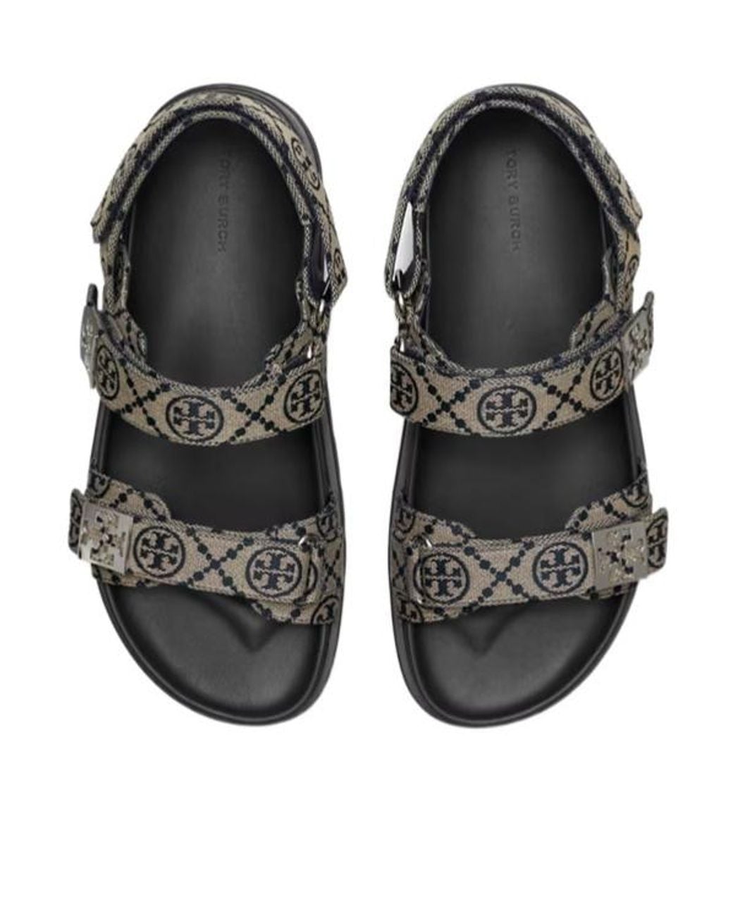 Tory Burch Black T Monogram Mellow Sport Sandals