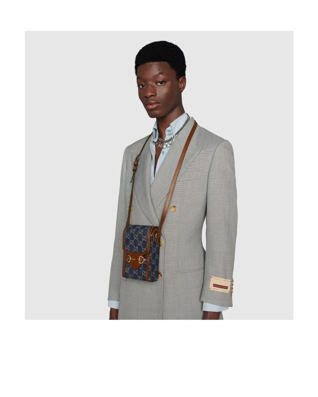 Gucci Blue Horsebit 1955 Crossbody Mini Bag for men