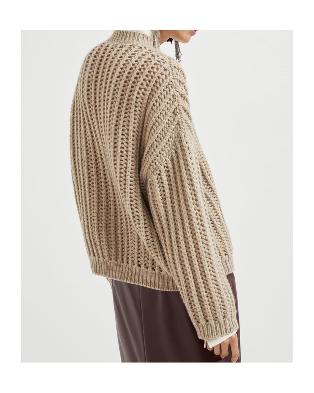 Brunello Cucinelli Brown Chunky-Knit Cashmere Sweater