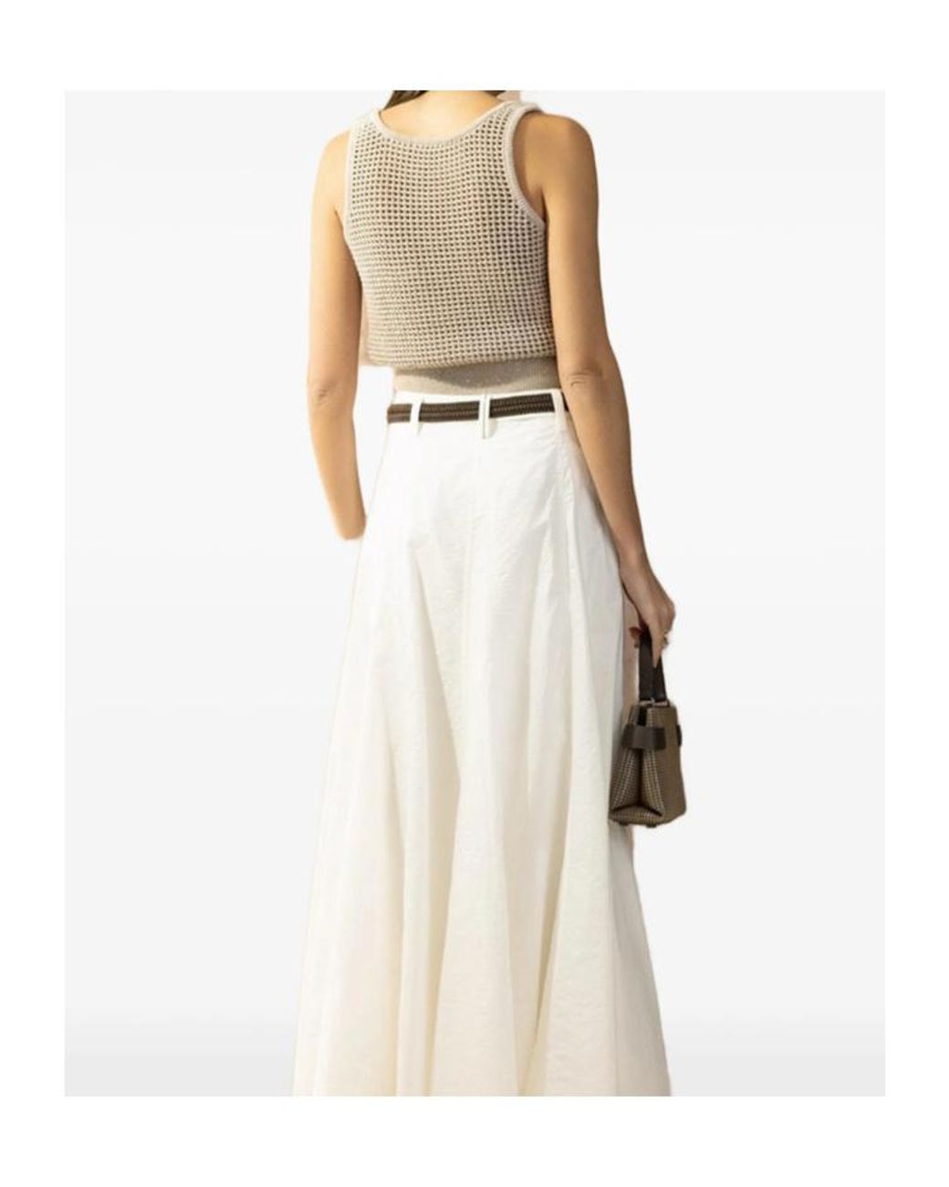 Brunello Cucinelli Natural Sleeveless Knitted Tank Top