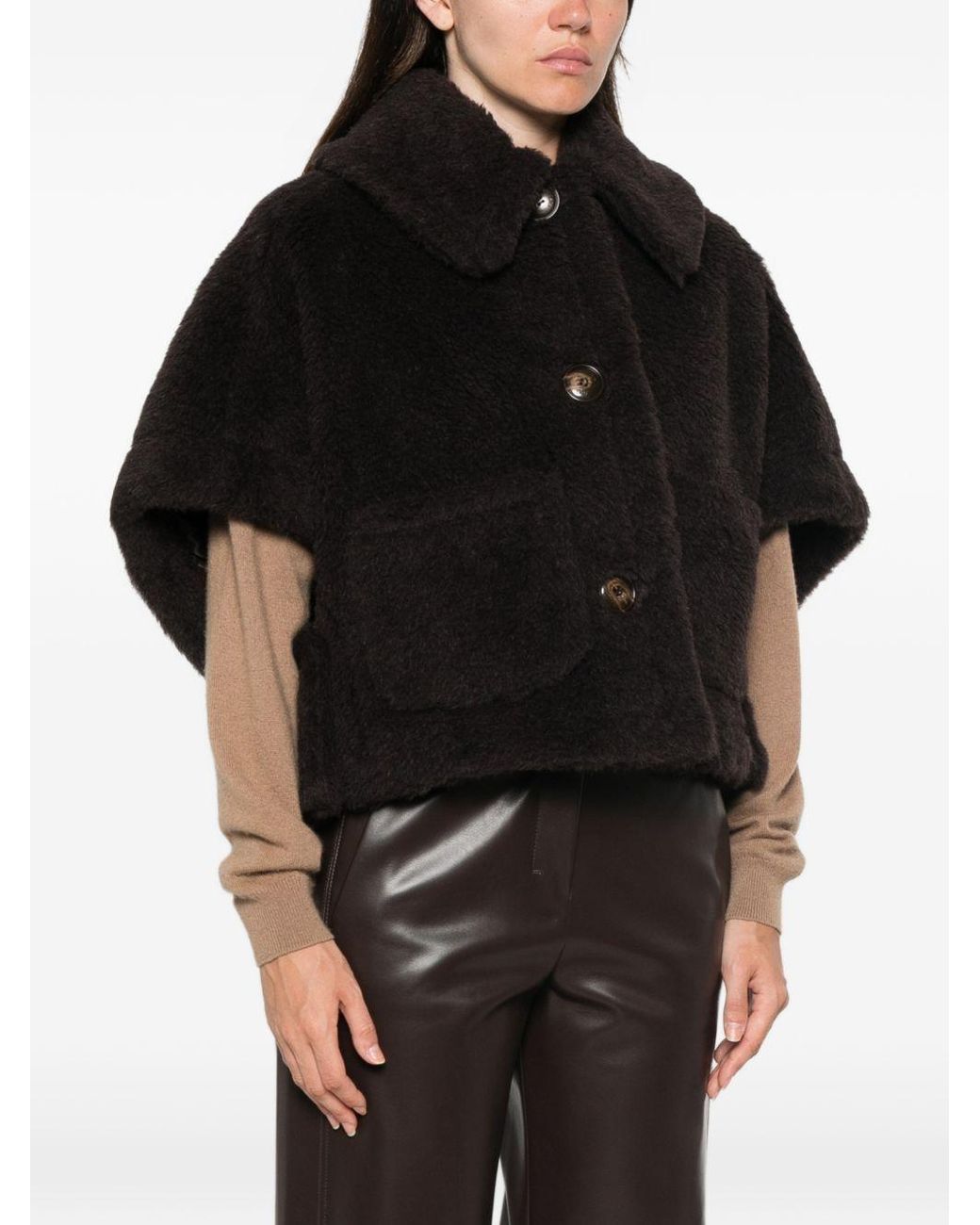 Max Mara Black Boxy Button-Front Jacket