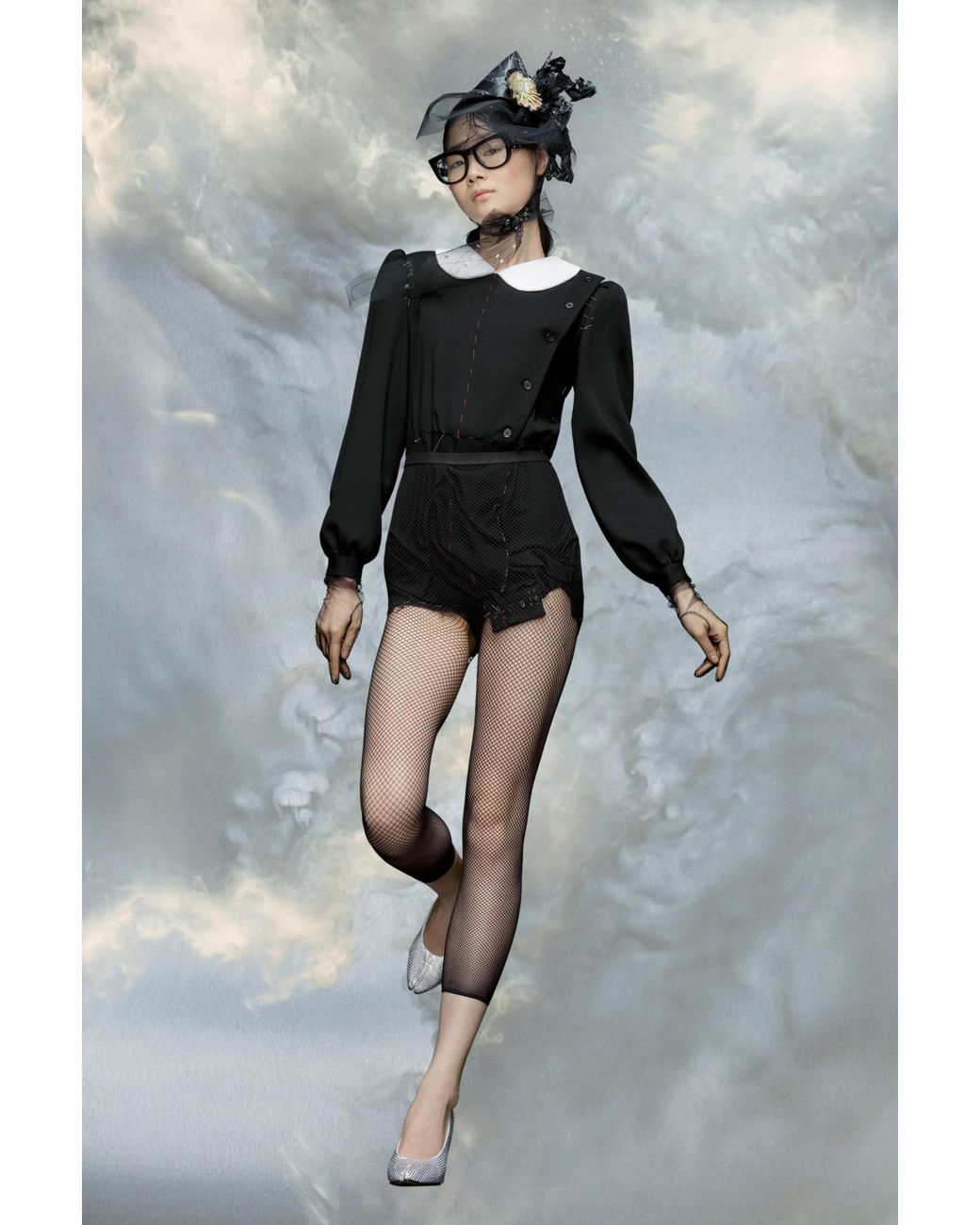 Maison Margiela Black Long Sleeved Belted Dress