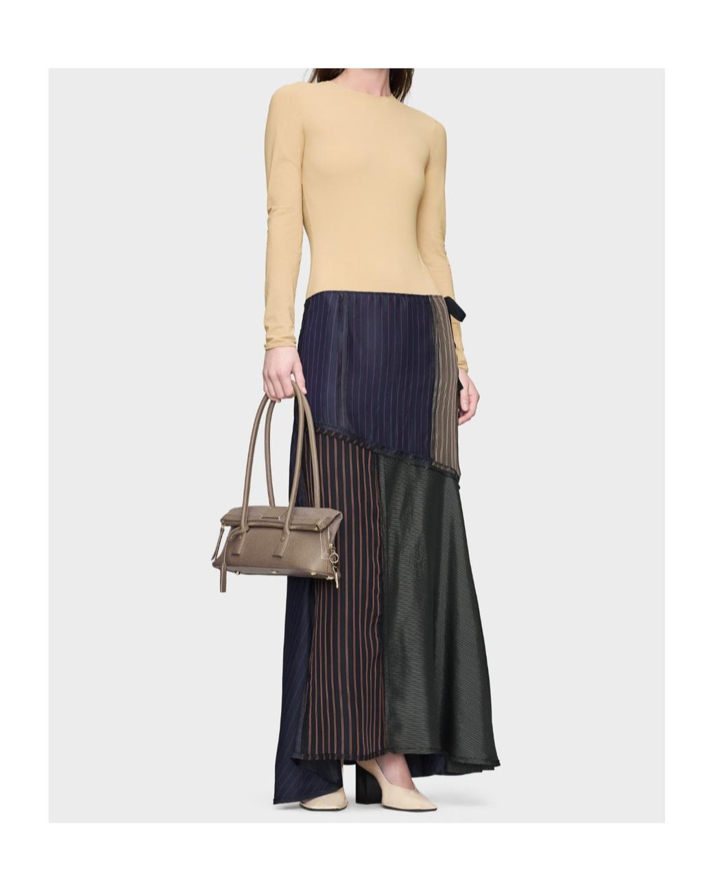 Maison Margiela Blue Patchwork Long Skirt