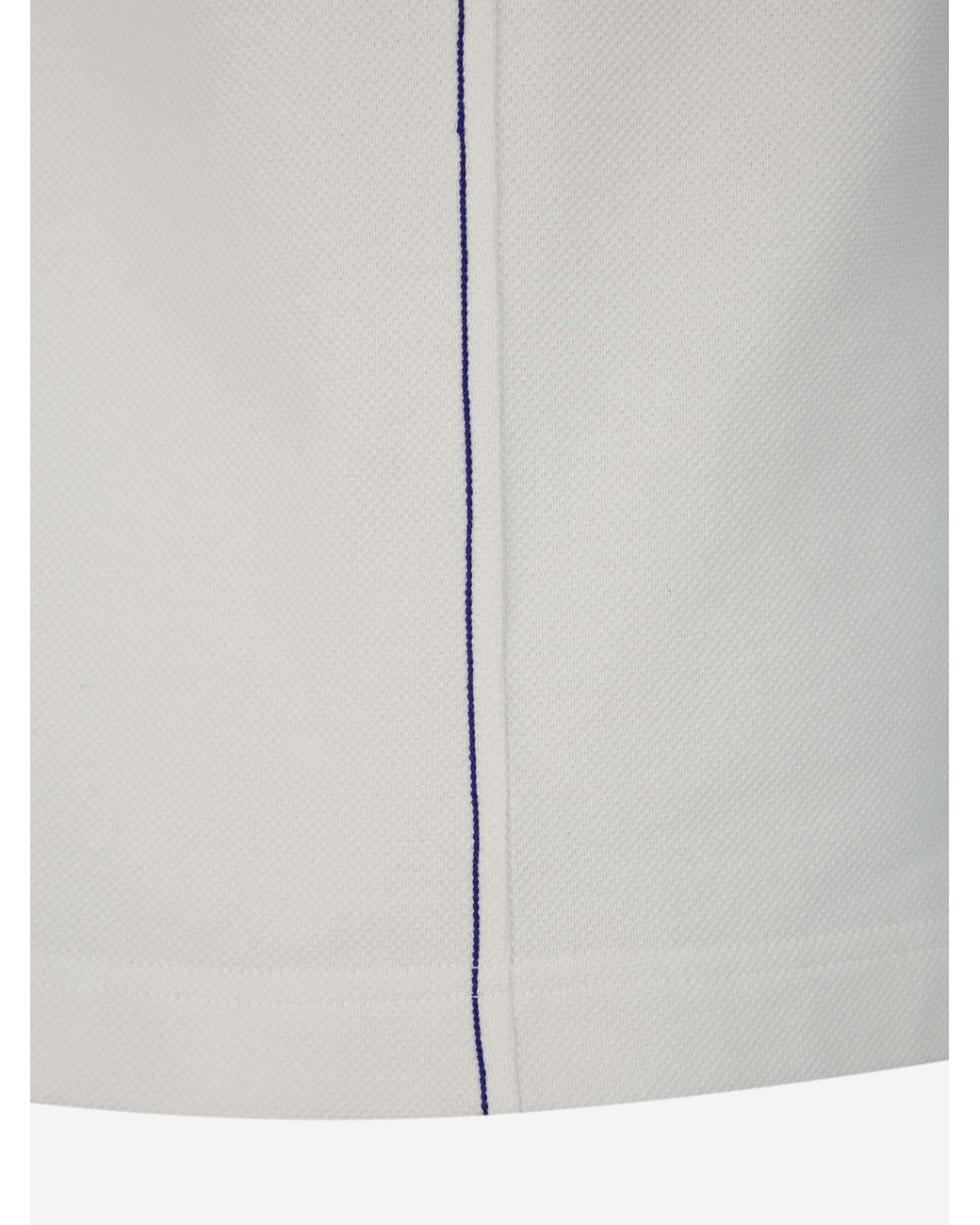 Burberry White Striped-Detail Short Sleeved Polo Shirt for men