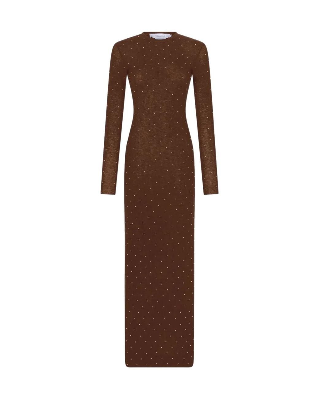 Rabanne Brown Embellished Long-Sleeved Maxi Dress