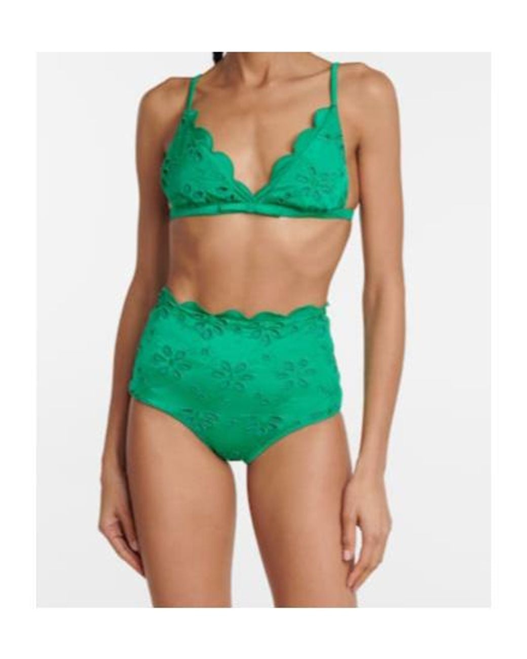 Giambattista Valli Green Floral Bikini Top