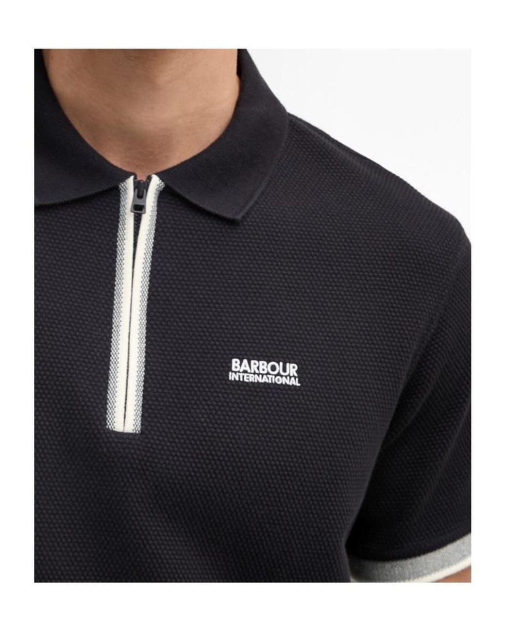 Barbour Black Logo Embroidered Polo Shirt for men