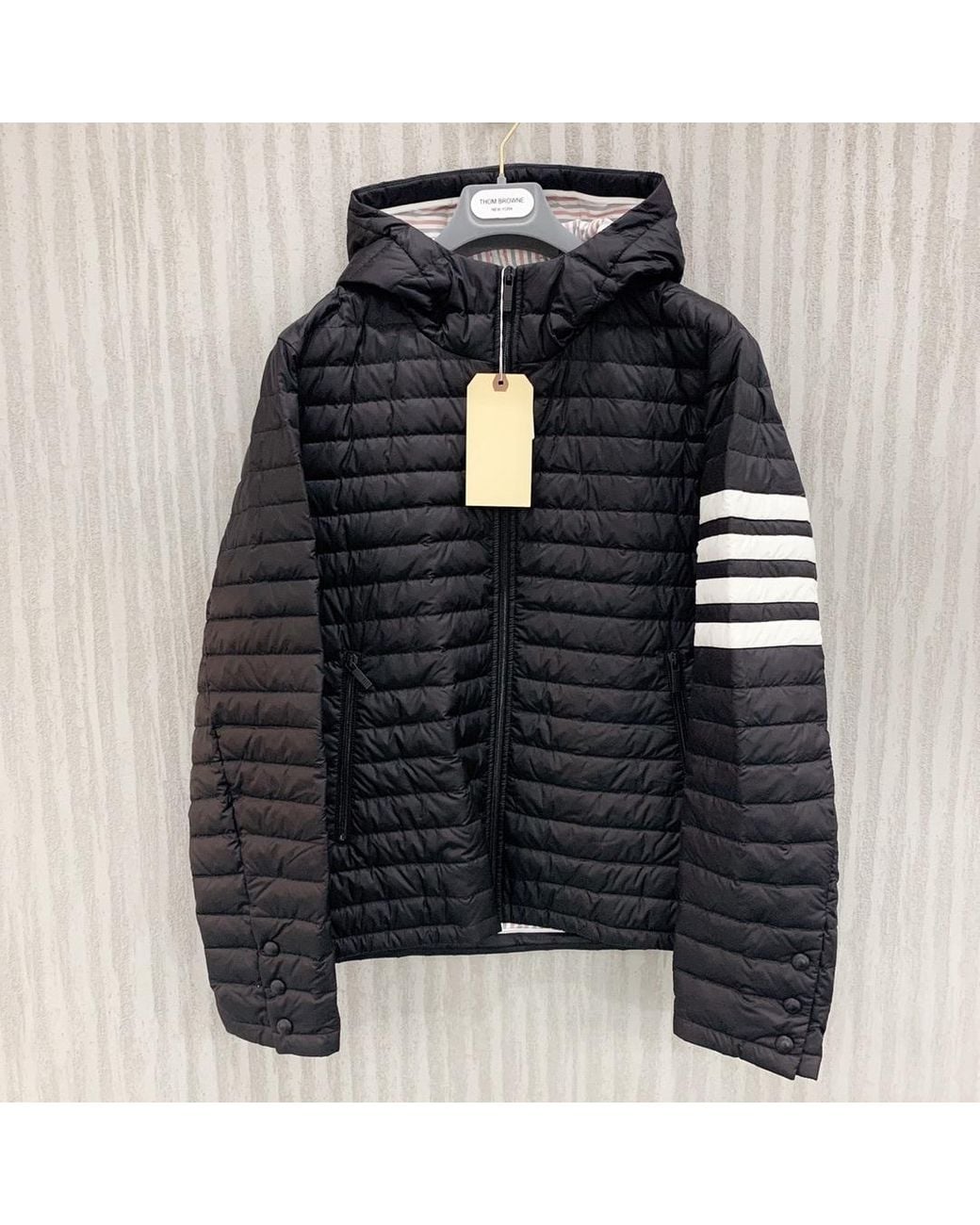 Thom Browne Blue Bar Stripe Padded Jacket for men