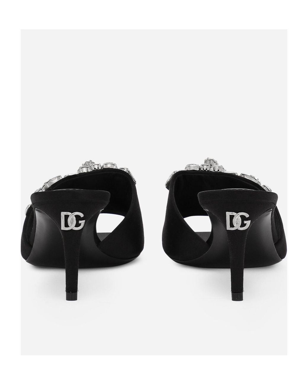 Dolce & Gabbana Black 60Mm Crystal-Embellished Mules