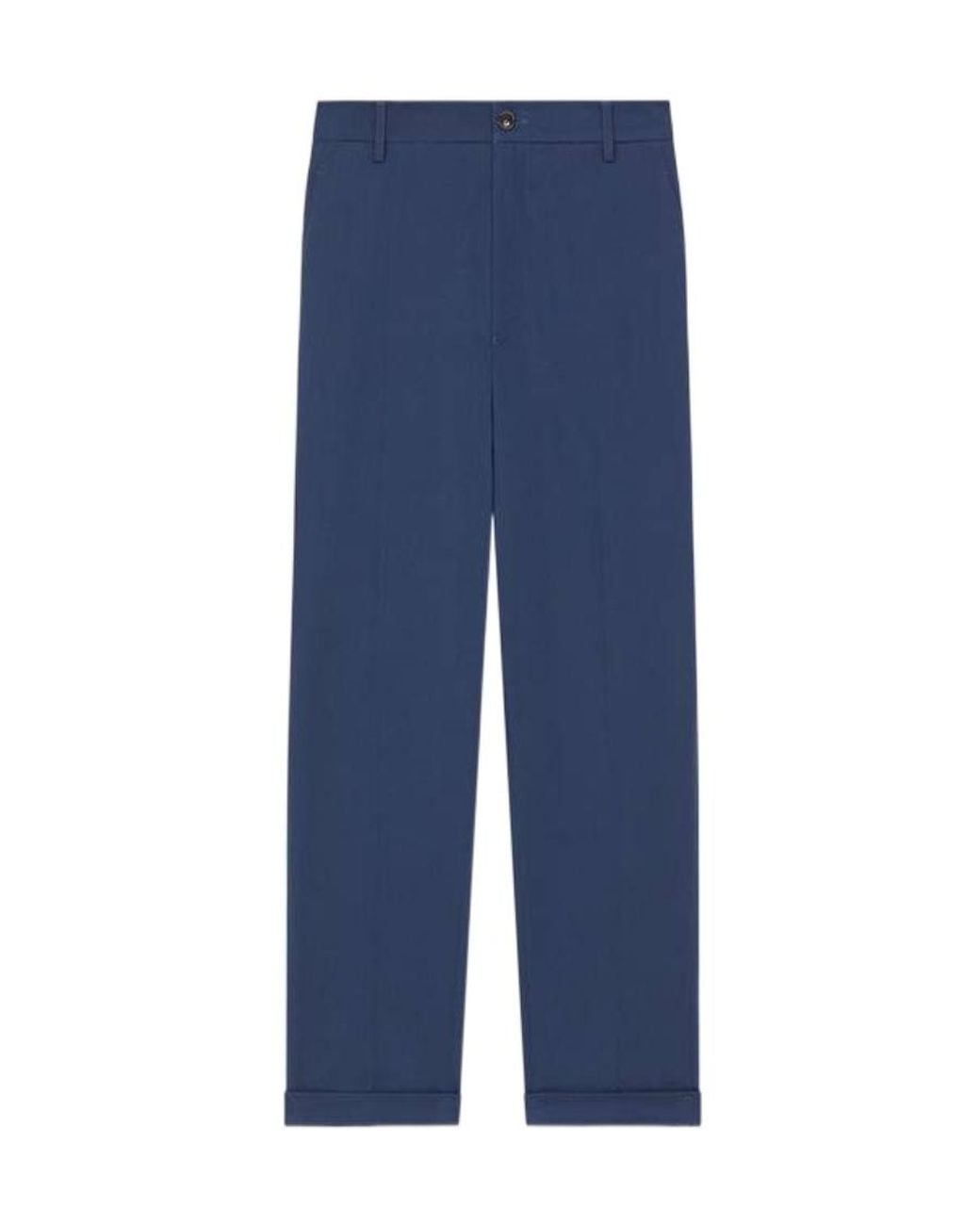 KENZO Blue Straight-Leg Turn-Up Cuff Trousers for men