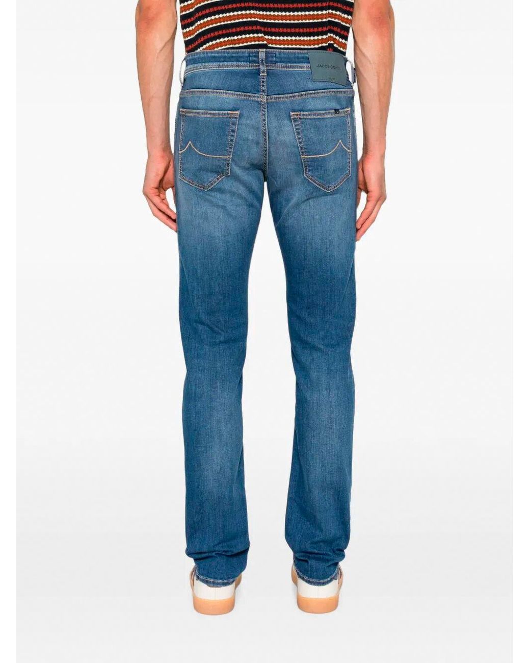 Jacob Cohen Blue Faded Straight-Leg Jeans for men