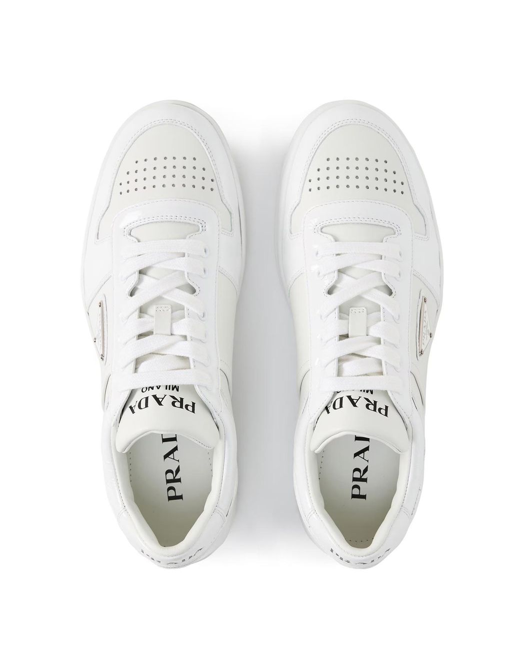 Prada White Downtown Leather Low Top Trainers for men