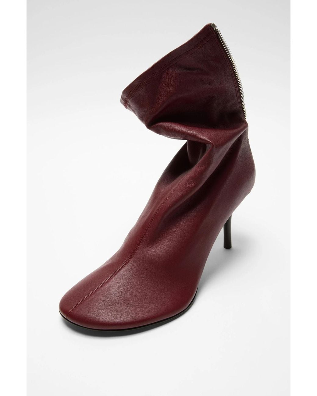 Acne Purple 75Mm Zip Leather Boots