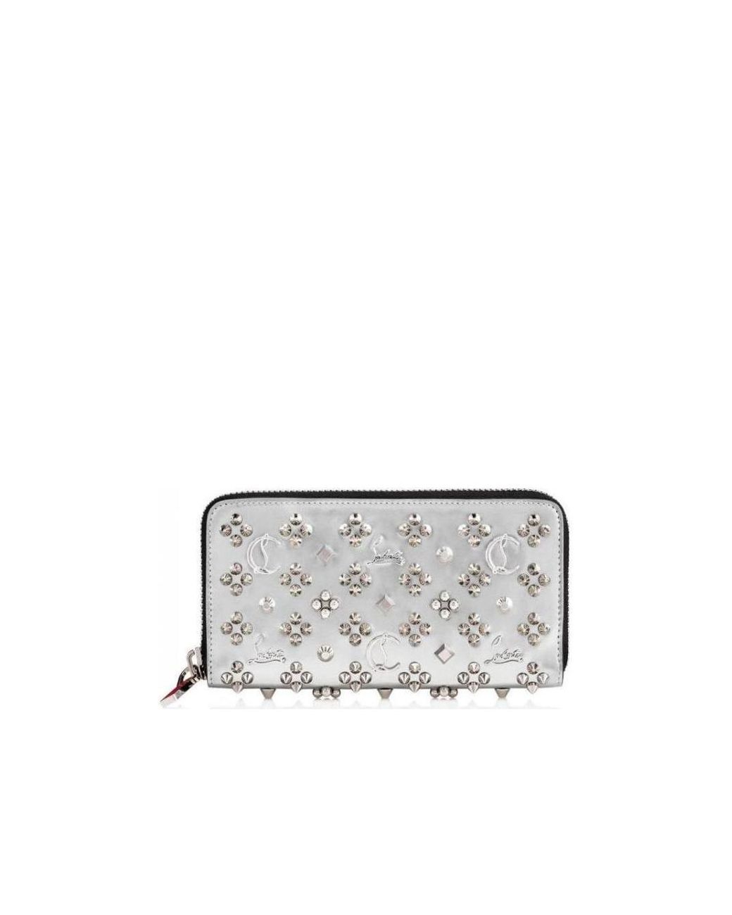 Christian Louboutin White Studded Zip Wallet for men