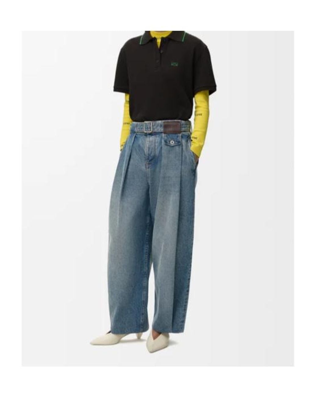 Loewe Blue Pleated Loose Leg Jeans