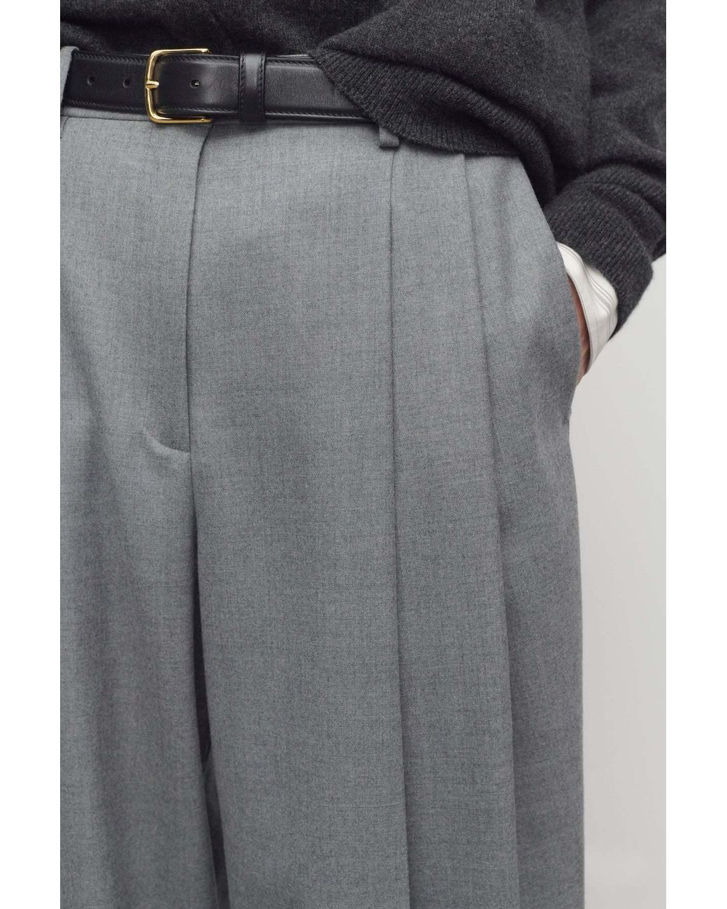 The Row Gray Pleated Trousers